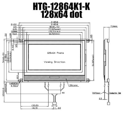 exposição da RODA DENTEADA de 128X64 LCD, painel LCD positivo HTG12864K1-K de Gray Reflective