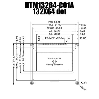 módulo gráfico do LCD da RODA DENTEADA 132X64 com ângulo de visão largo da hora 6H